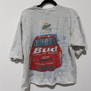 Gray Budweiser Cropped Racing T-Shirt